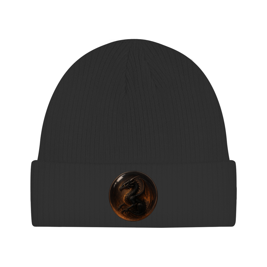 Beanie Drache schwarz in einer Blase