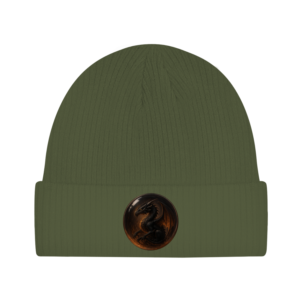 Beanie Drache schwarz in einer Blase
