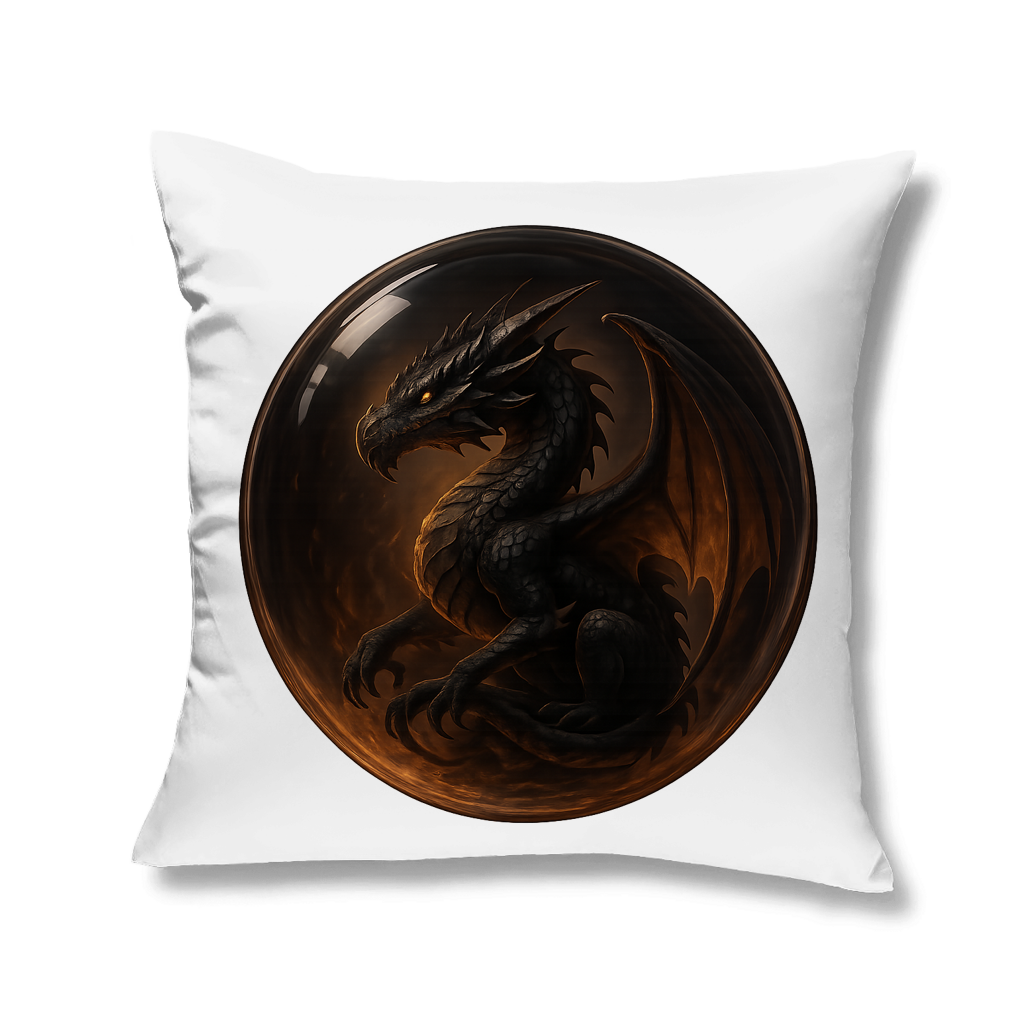 Kopfkissen Drache schwarz in einer Blase