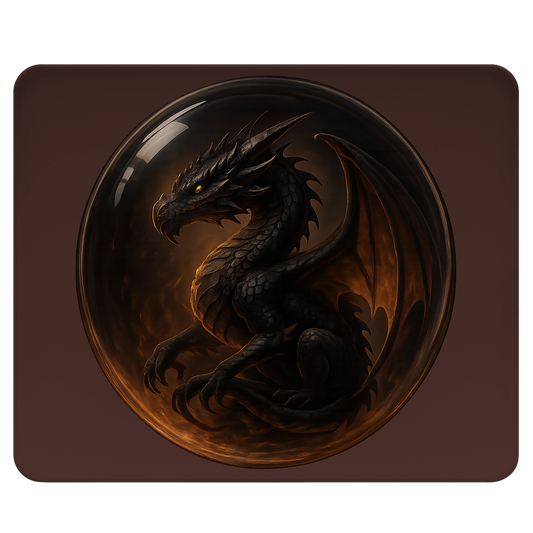 Mousepad Drache schwarz in einer Blase