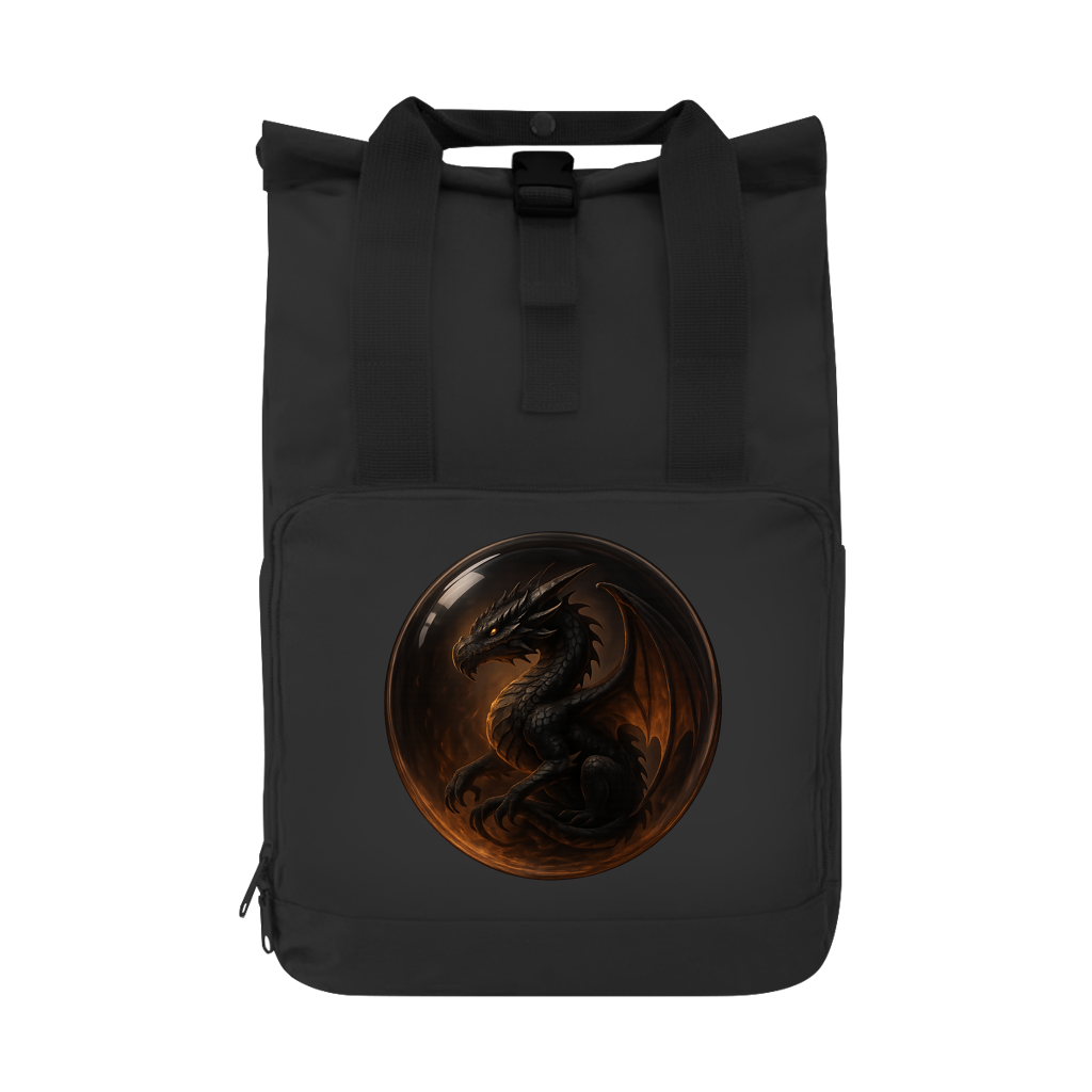 Rucksack Drache schwarz in einer Blase