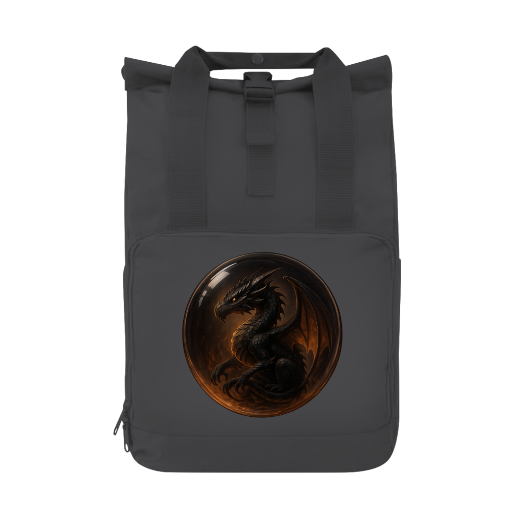 Rucksack Drache schwarz in einer Blase