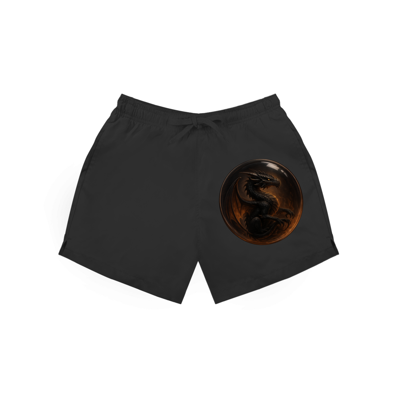Badehose Drache schwarz in einer Blase