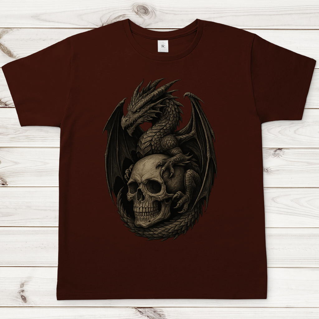 Herren T-Shirt Drache mit Schädel