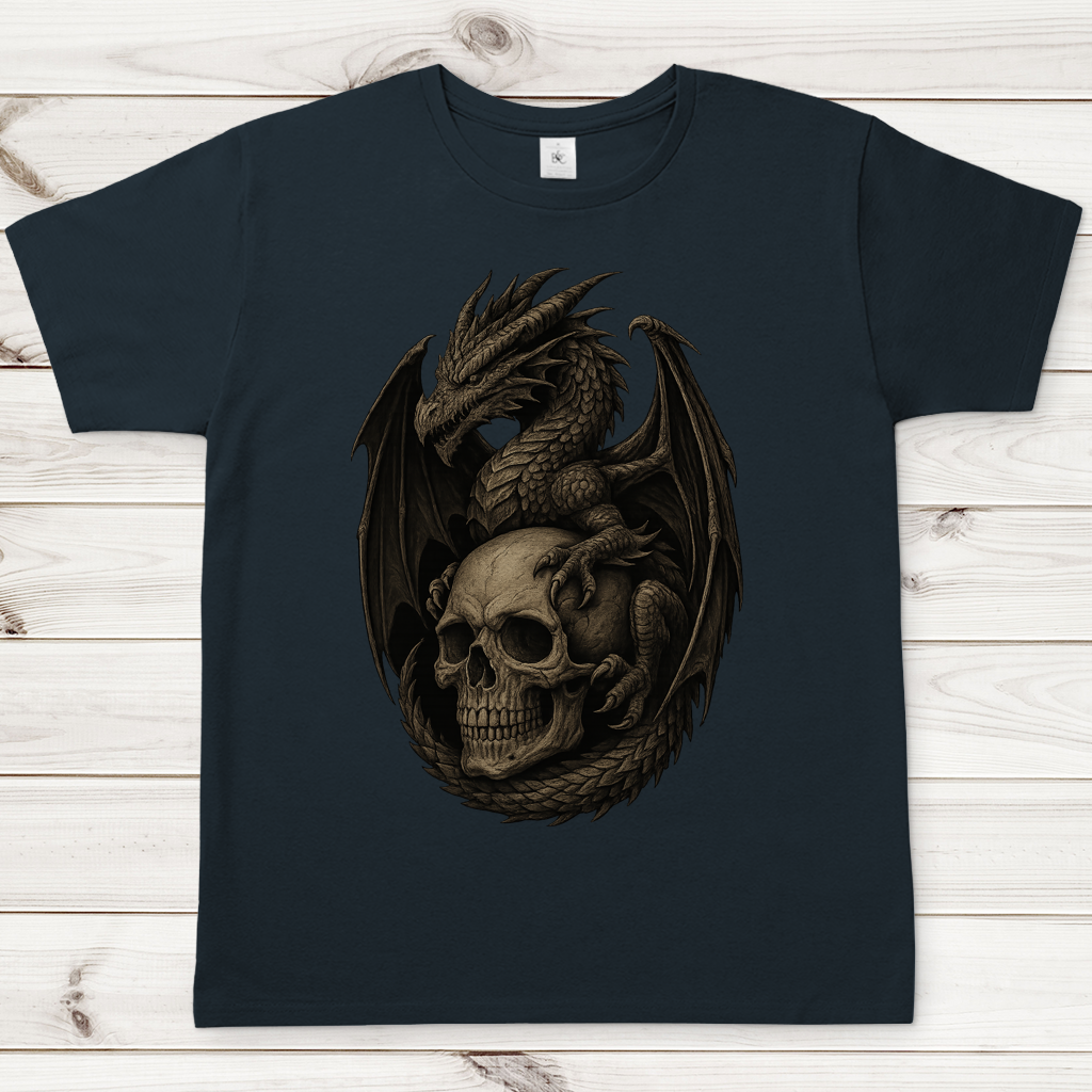 Herren T-Shirt Drache mit Schädel