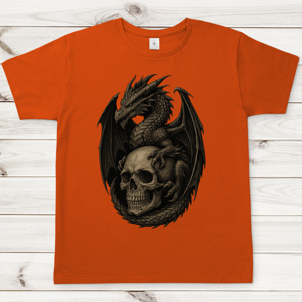 Herren T-Shirt Drache mit Schädel