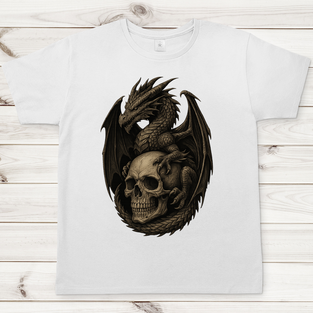 Herren T-Shirt Drache mit Schädel