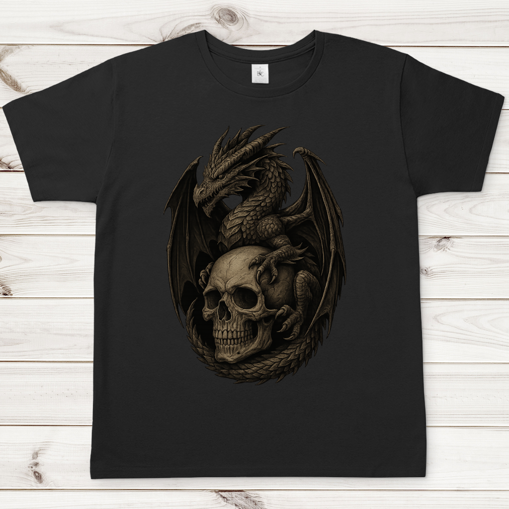 Herren T-Shirt Drache mit Schädel
