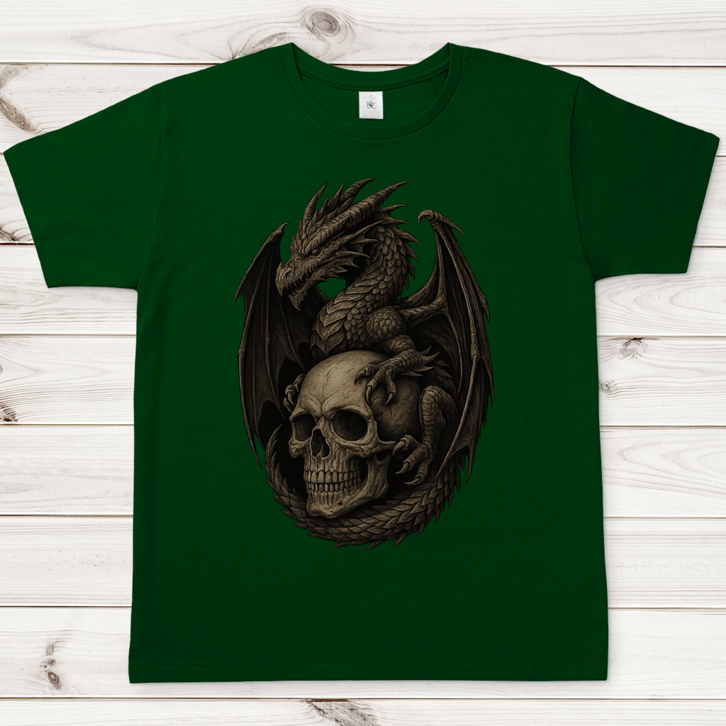 Herren T-Shirt Drache mit Schädel