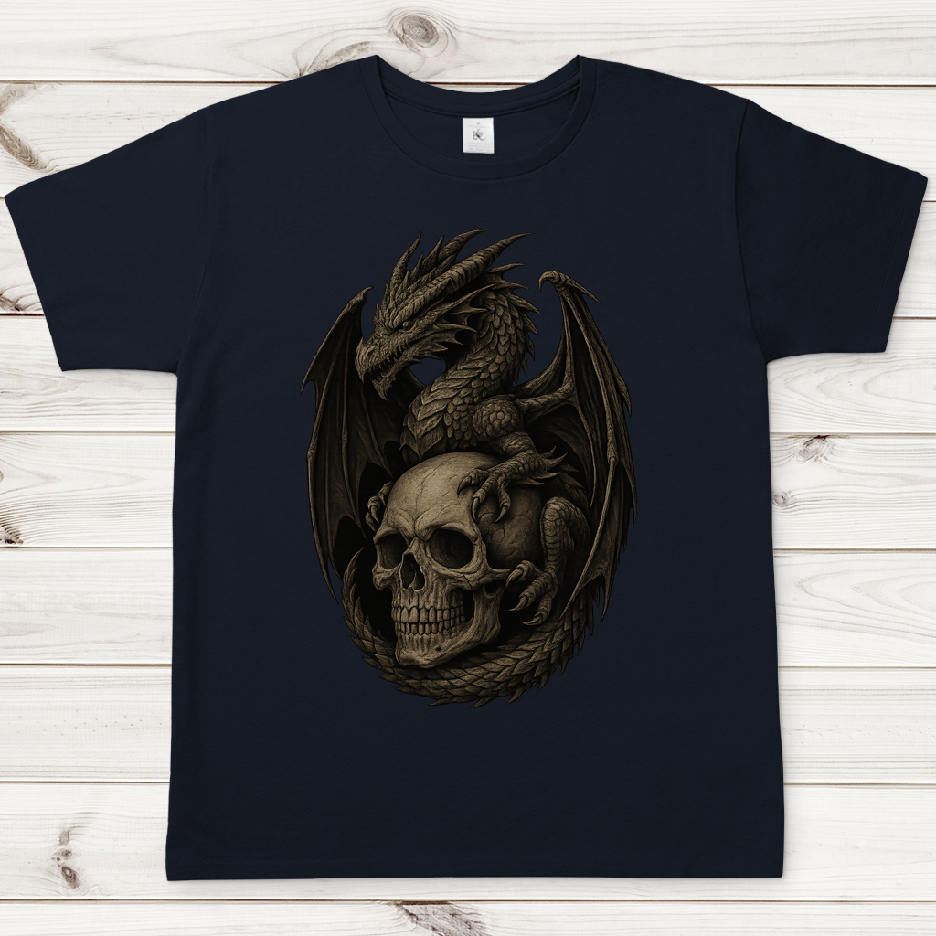 Herren T-Shirt Drache mit Schädel