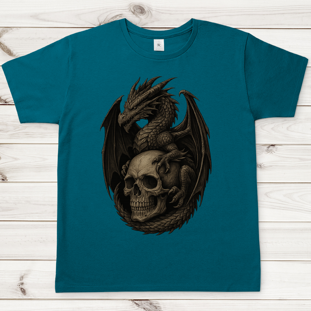 Herren T-Shirt Drache mit Schädel