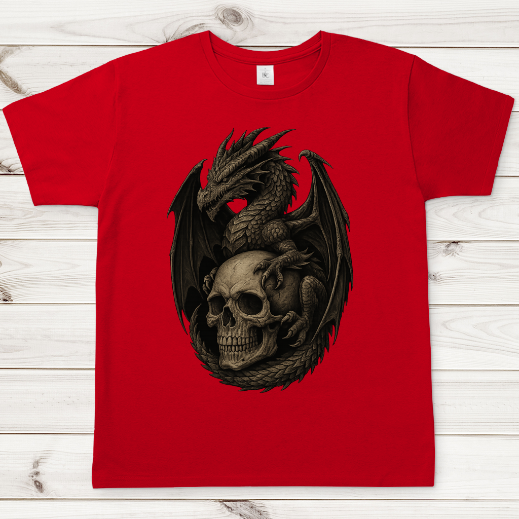 Herren T-Shirt Drache mit Schädel