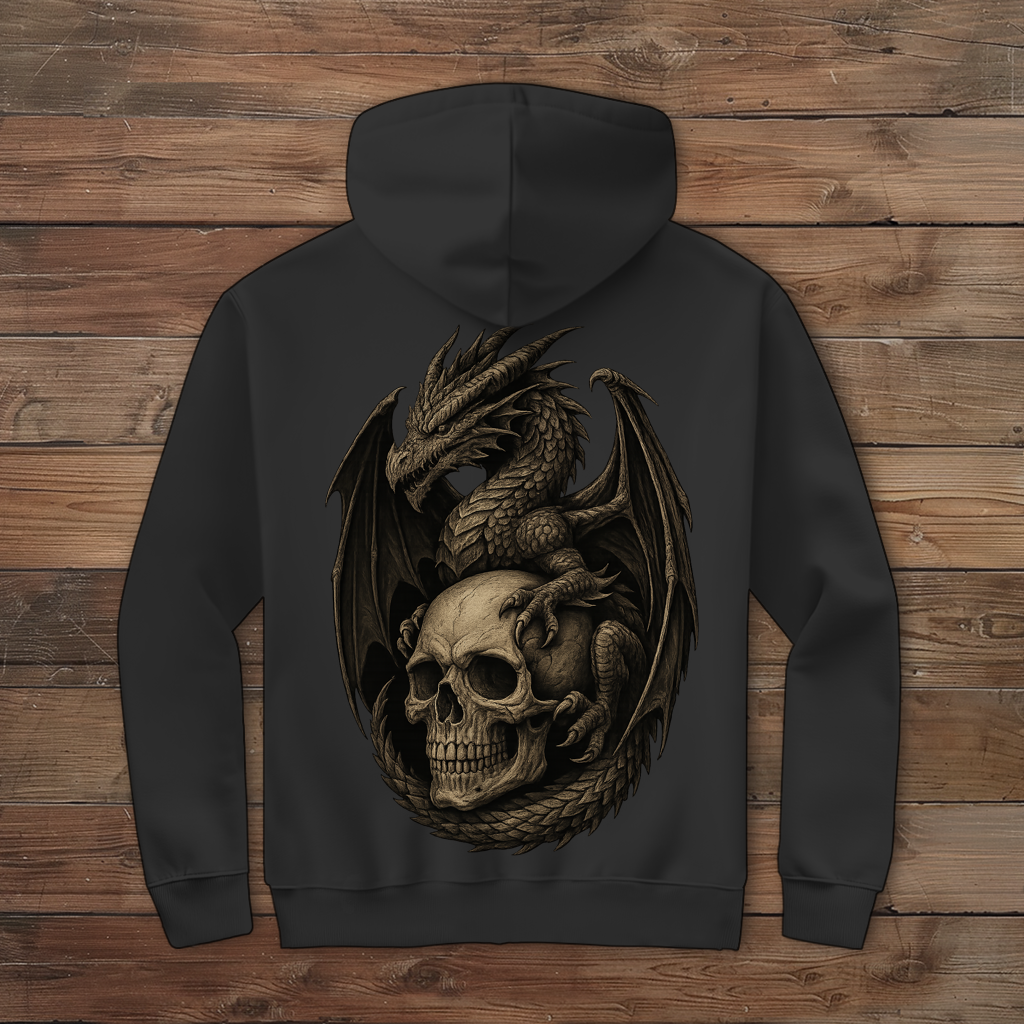 Herren Zipper Hoodie Drache mit Schädel