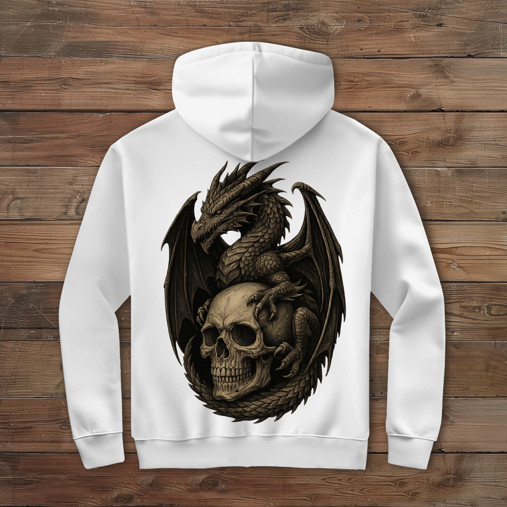Herren Zipper Hoodie Drache mit Schädel