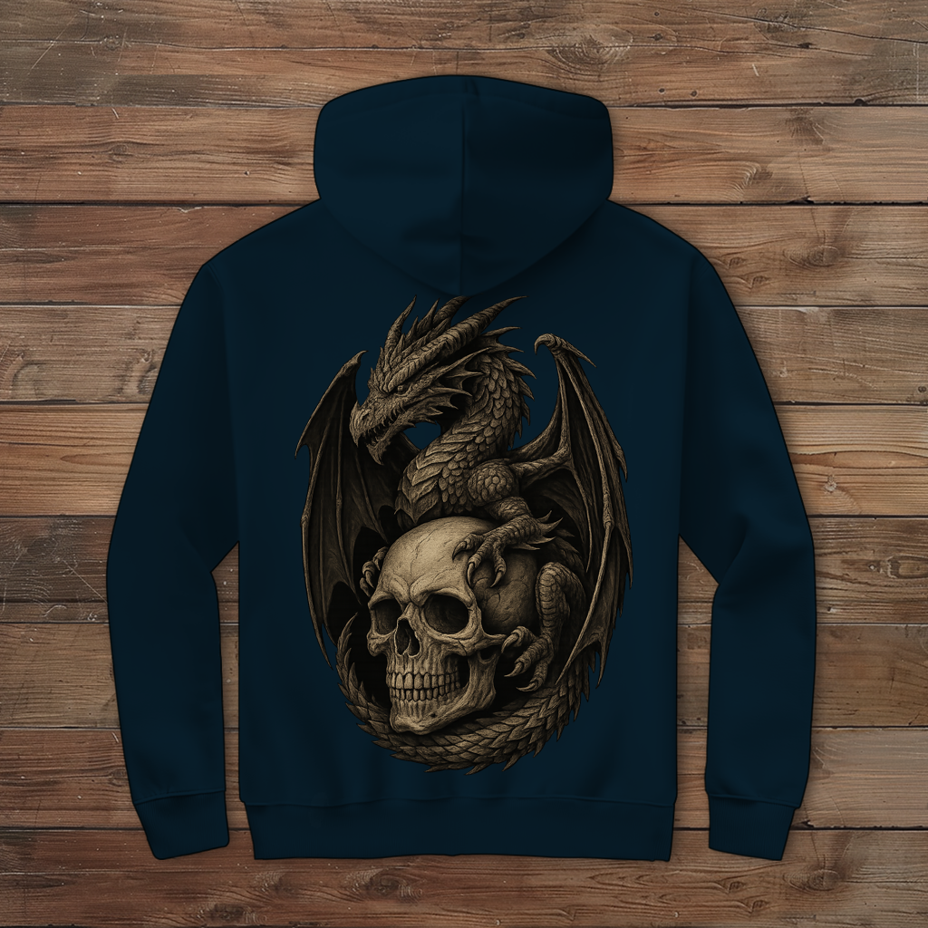 Herren Zipper Hoodie Drache mit Schädel