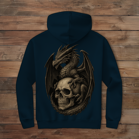 Herren Zipper Hoodie Drache mit Schädel