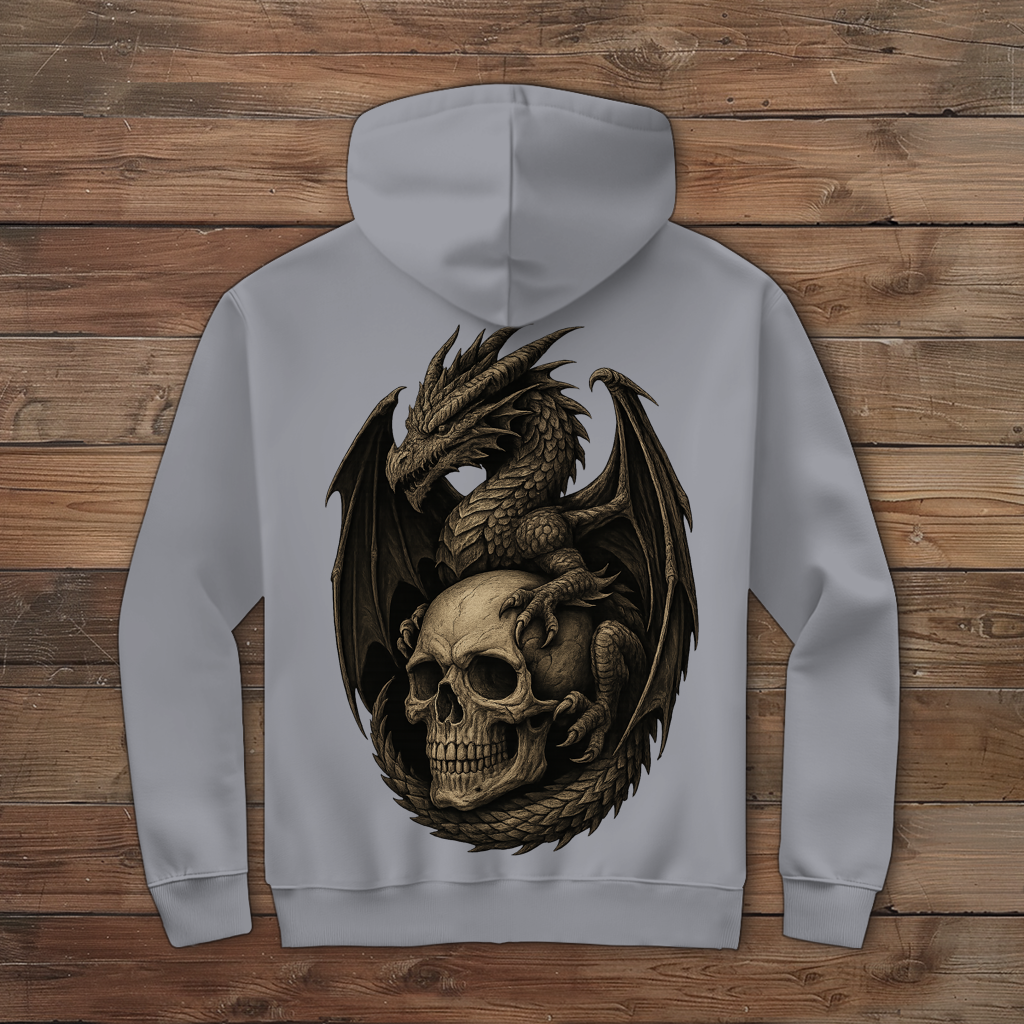 Herren Zipper Hoodie Drache mit Schädel