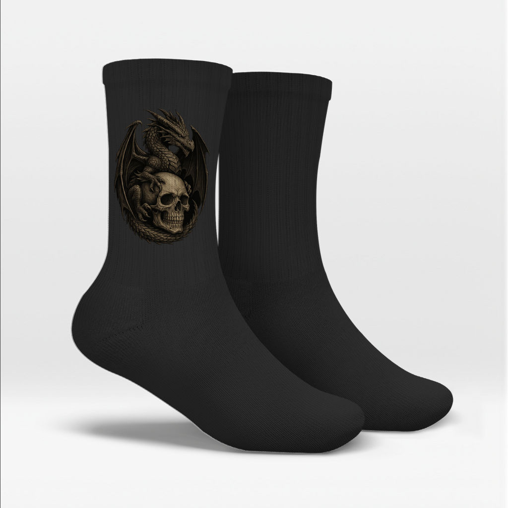 Socken Drache mit Schädel