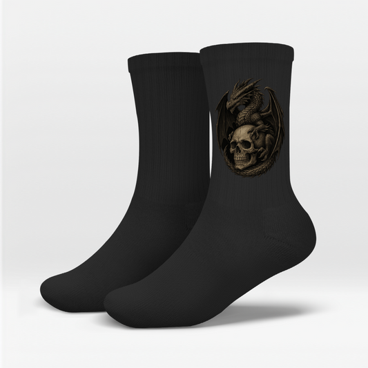Socken Drache mit Schädel