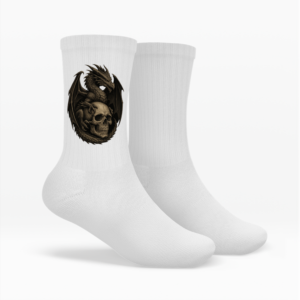 Socken Drache mit Schädel