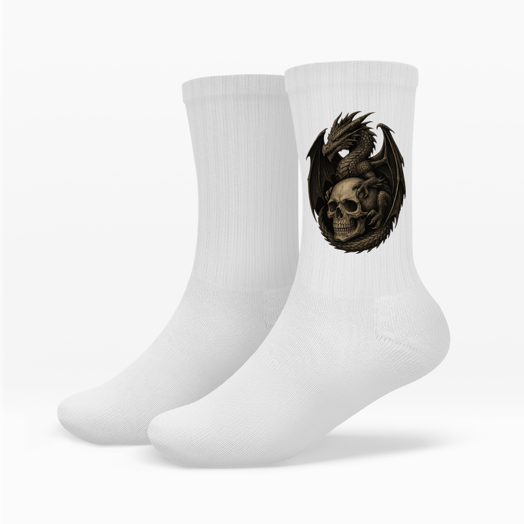 Socken Drache mit Schädel