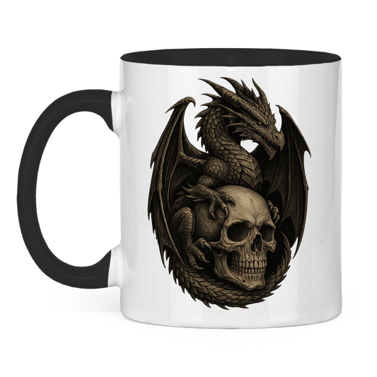 Tasse zweifarbig Drache mit Schädel