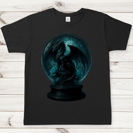 Herren T-Shirt Drache in Kugel türkis gehalten