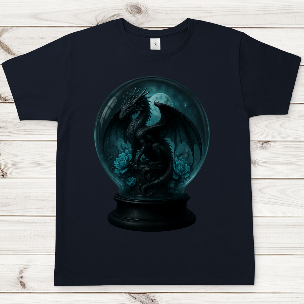 Herren T-Shirt Drache in Kugel türkis gehalten