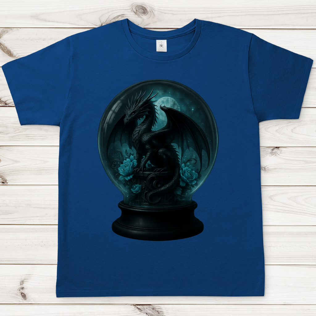 Herren T-Shirt Drache in Kugel türkis gehalten