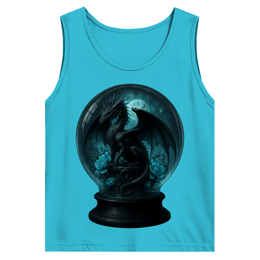 Herren Basic Tank Top Drache in Kugel türkis gehalten