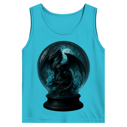 Herren Basic Tank Top Drache in Kugel türkis gehalten