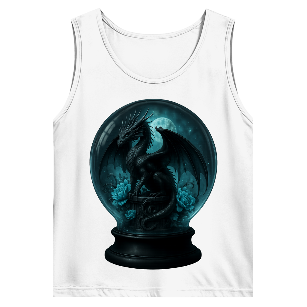 Herren Basic Tank Top Drache in Kugel türkis gehalten
