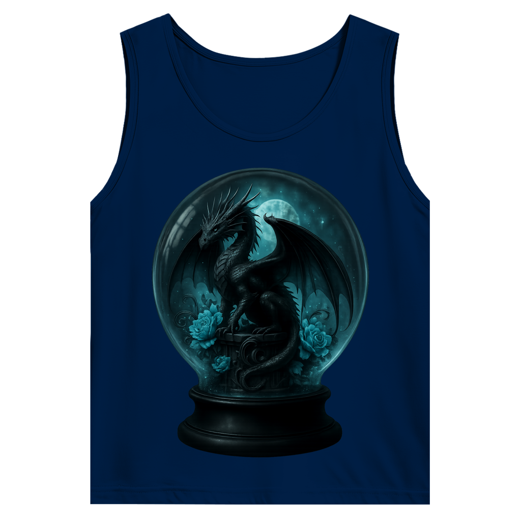 Herren Basic Tank Top Drache in Kugel türkis gehalten