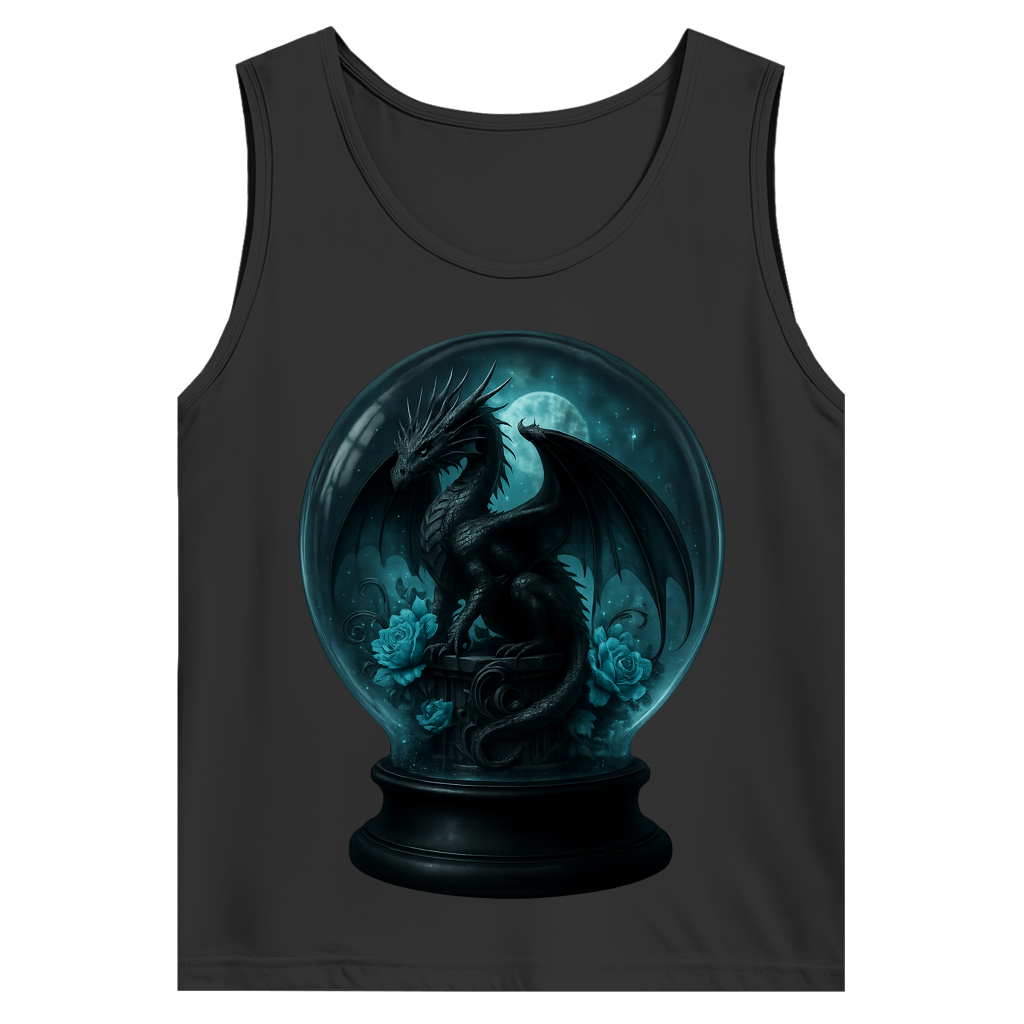 Herren Basic Tank Top Drache in Kugel türkis gehalten