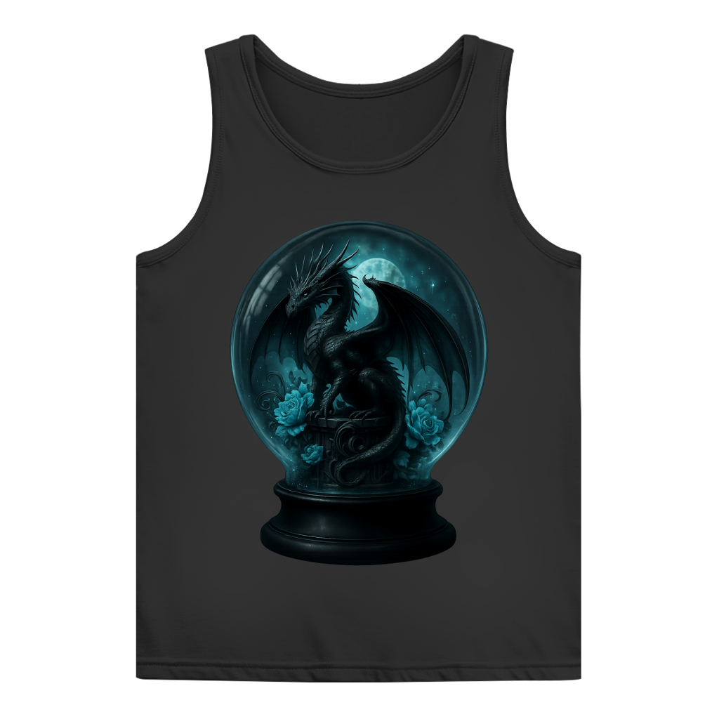 Damen Basic Tank Top Drache in Kugel türkis gehalten