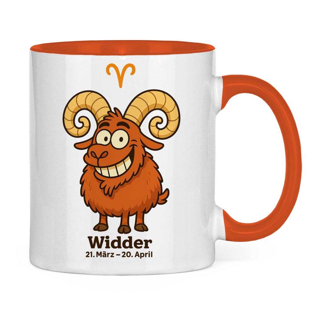 Tasse zweifarbig Widder Comic