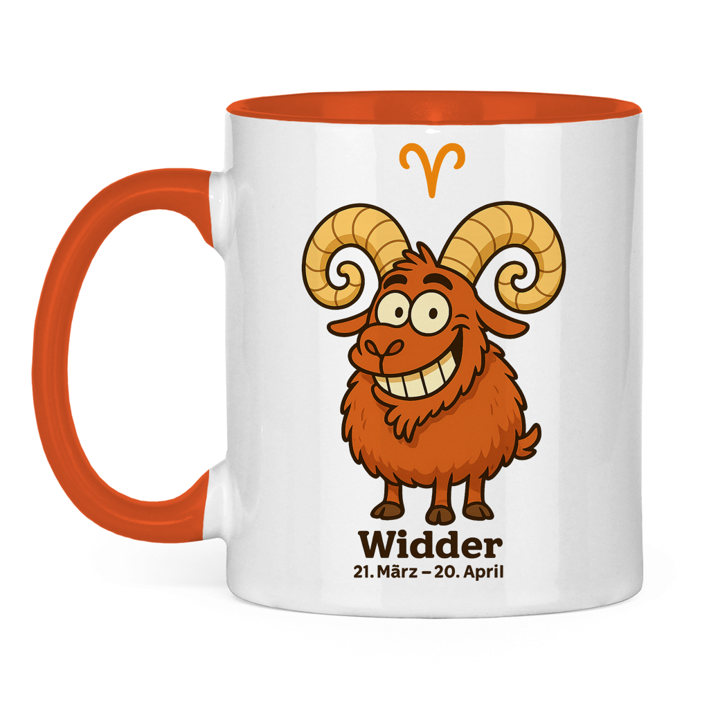 Tasse zweifarbig Widder Comic