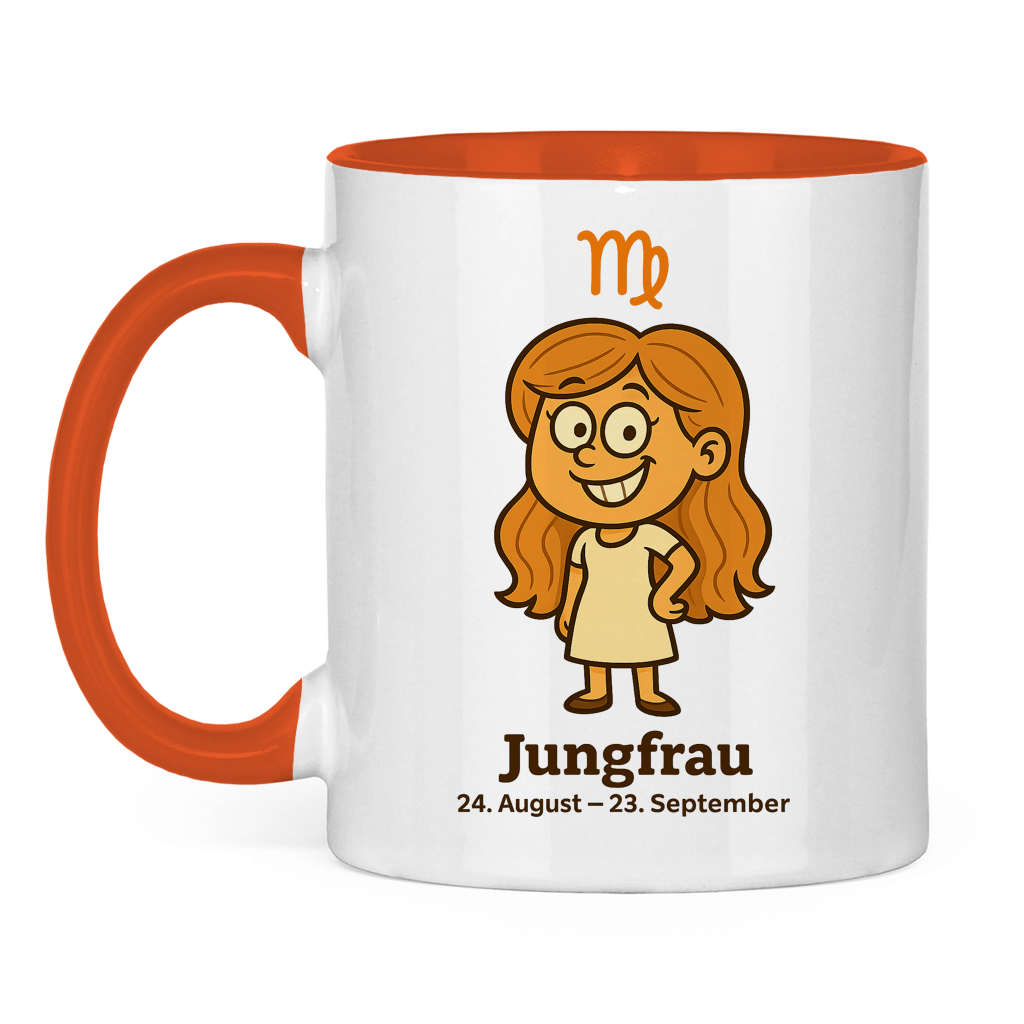 Tasse zweifarbig Jungfrau Comic