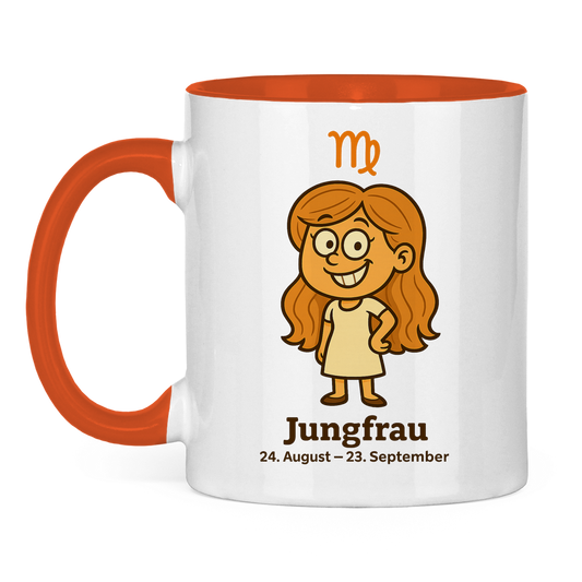 Tasse zweifarbig Jungfrau Comic