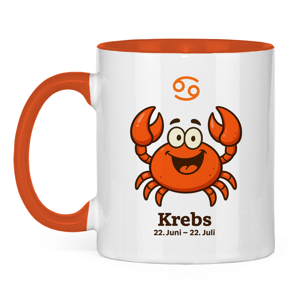 Tasse zweifarbig Krebs Comic