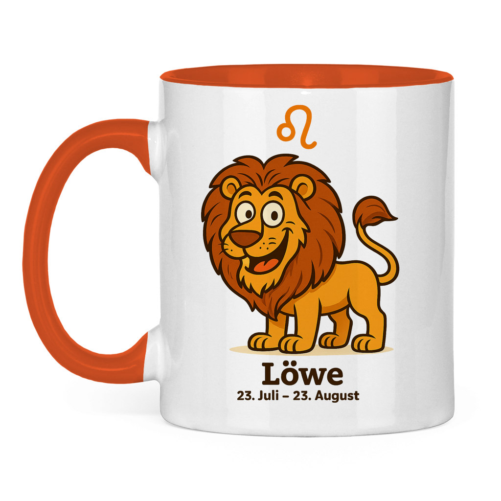 Tasse zweifarbig Löwe Comic