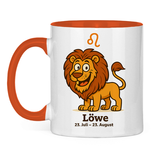 Tasse zweifarbig Löwe Comic