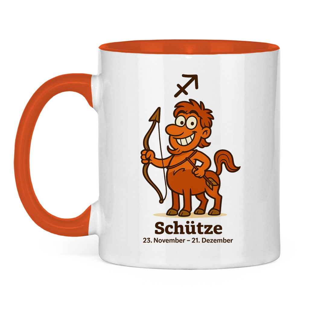 Tasse zweifarbig Schütze Comic