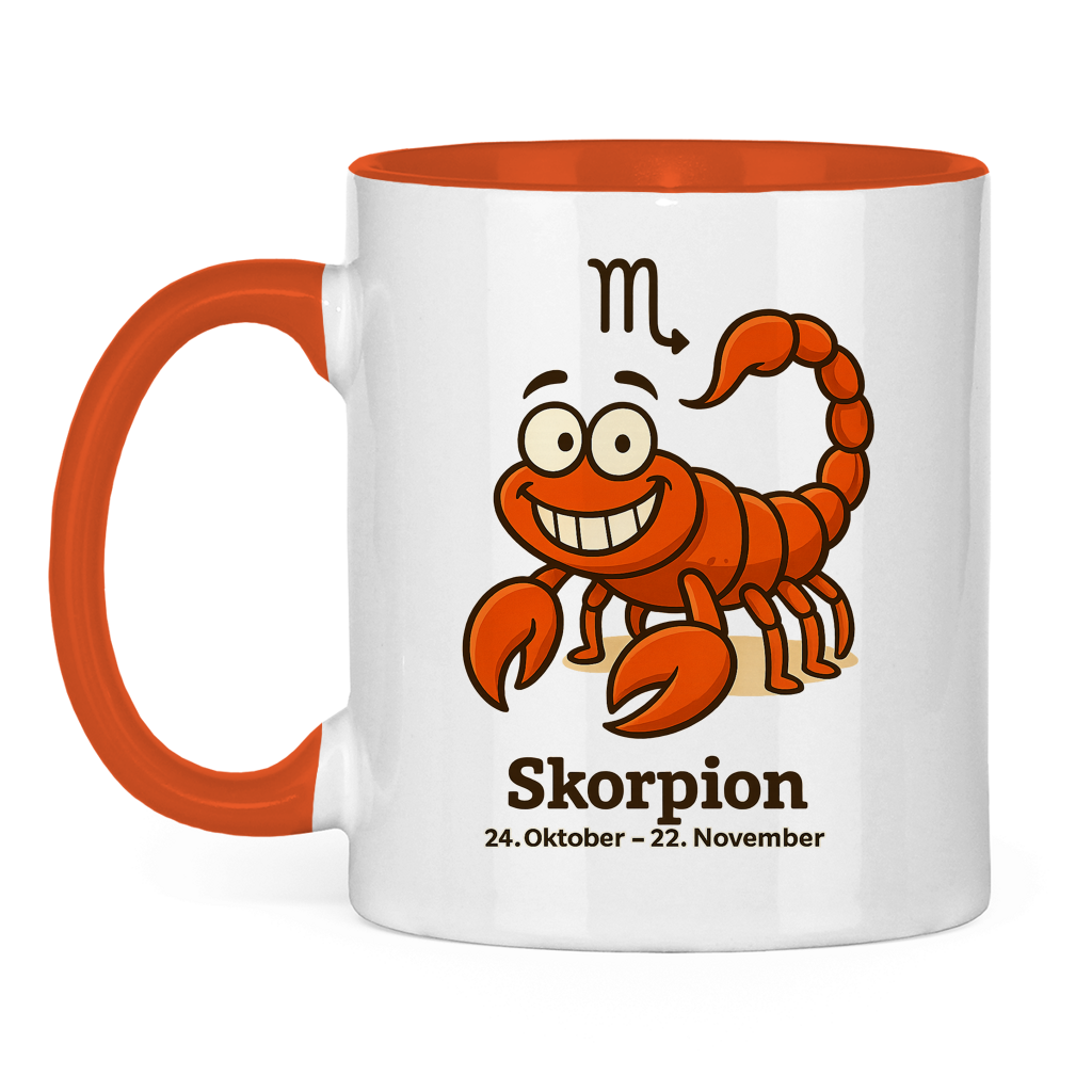 Tasse zweifarbig Skorpion Comic