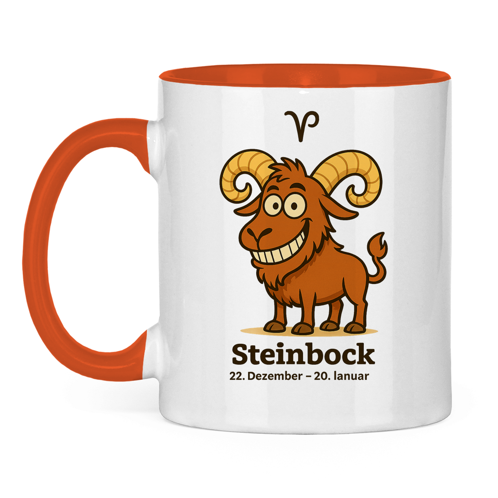 Tasse zweifarbig Steinbock Comic