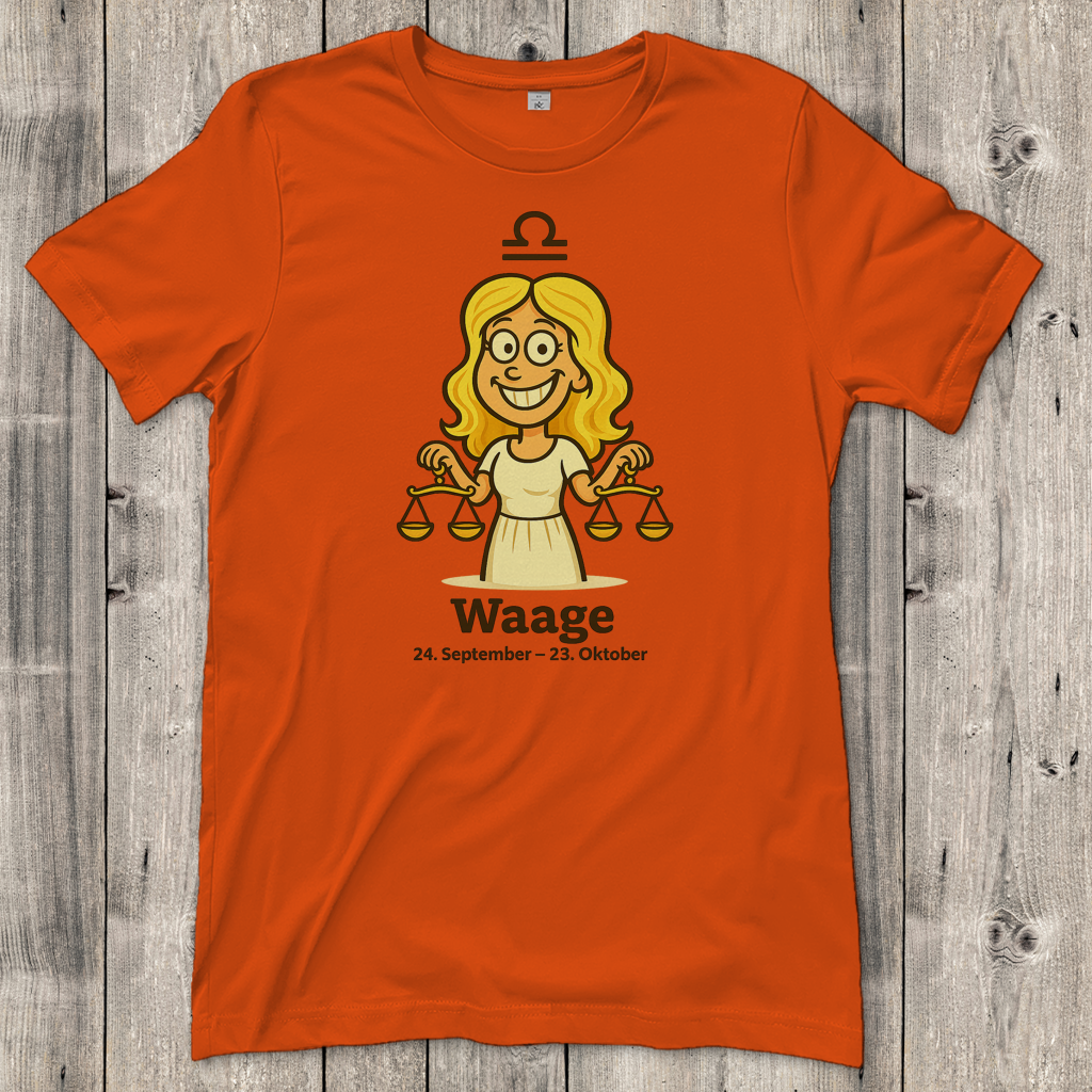 Damen T-Shirt Waage Comic