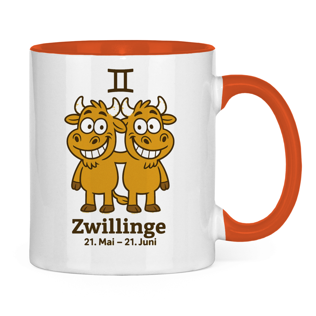 Tasse zweifarbig Zwillinge Comic