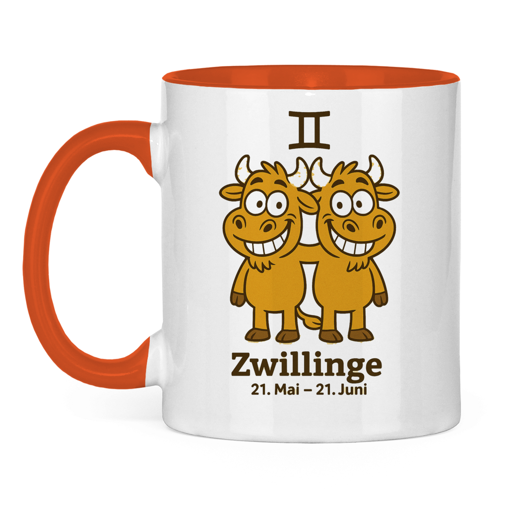 Tasse zweifarbig Zwillinge Comic