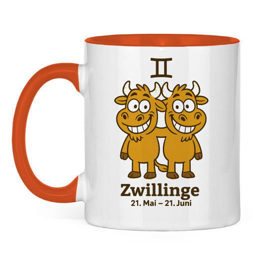Tasse zweifarbig Zwillinge Comic