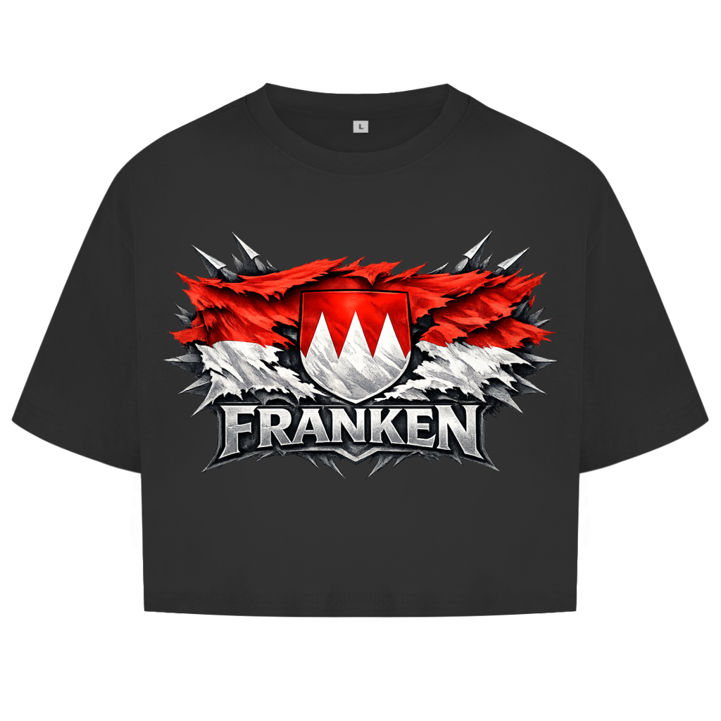 Damen Oversize Crop Top Franken Fahne